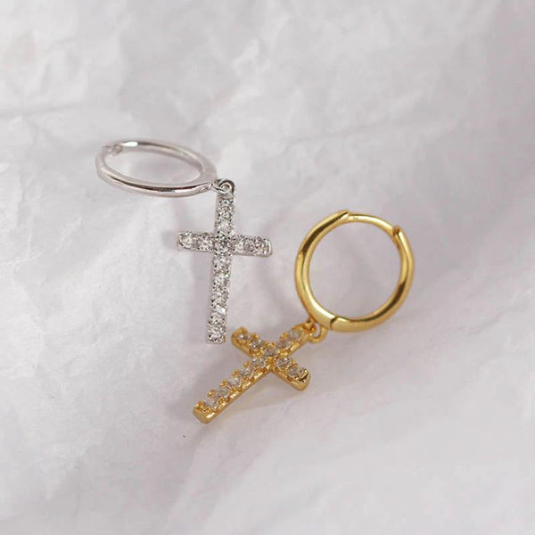 SoulSisters Ohrringe Ohrringe Creolen mit Kreuz-Anhänger aus 925 Sterling Silber Zirkonia