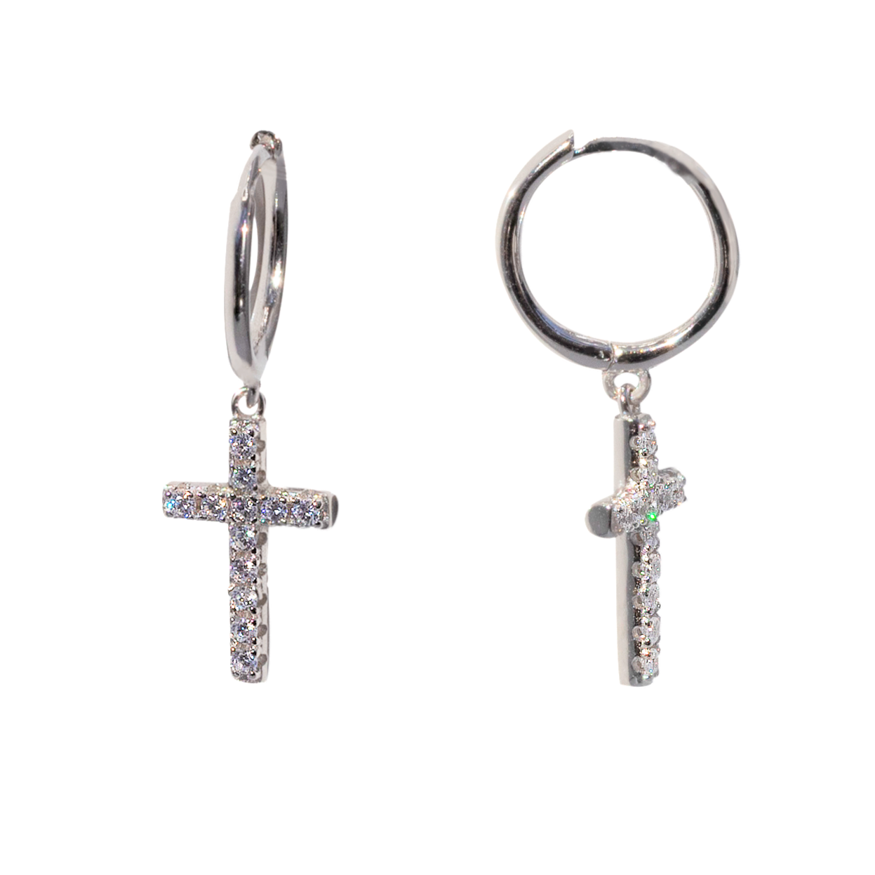SoulSisters Ohrringe Ohrringe Creolen mit Kreuz-Anhänger aus 925 Sterling Silber Zirkonia