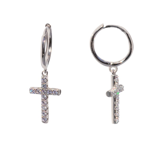 SoulSisters Ohrringe Ohrringe Creolen mit Kreuz-Anhänger aus 925 Sterling Silber Zirkonia