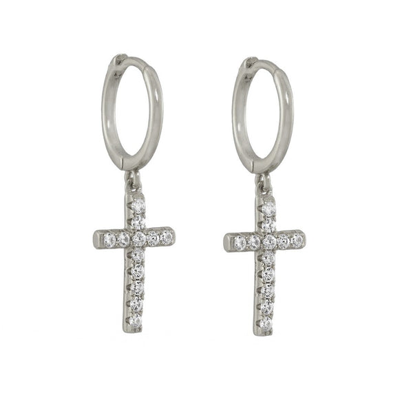 SoulSisters Ohrringe Ohrringe Creolen mit Kreuz-Anhänger aus 925 Sterling Silber Zirkonia