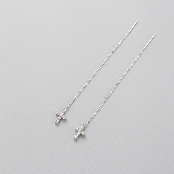 SoulSisters Ohrringe Ohrringe Durchzieher mit Kreuz-Anhänger aus 925 Sterling Silber mit Zirkonia