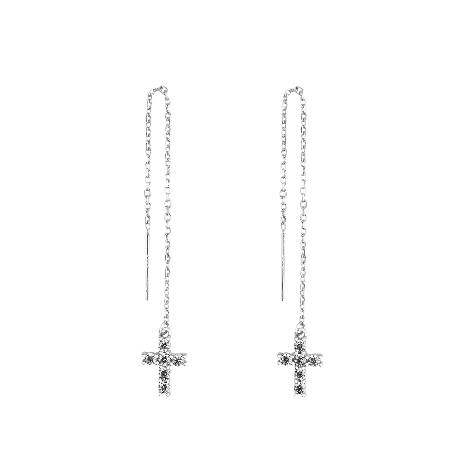 SoulSisters Ohrringe Ohrringe Durchzieher mit Kreuz-Anhänger aus 925 Sterling Silber mit Zirkonia