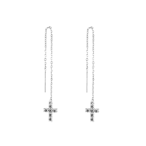 SoulSisters Ohrringe Ohrringe Durchzieher mit Kreuz-Anhänger aus 925 Sterling Silber mit Zirkonia