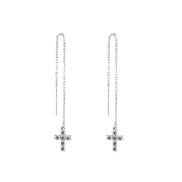 SoulSisters Ohrringe Ohrringe Durchzieher mit Kreuz-Anhänger aus 925 Sterling Silber mit Zirkonia