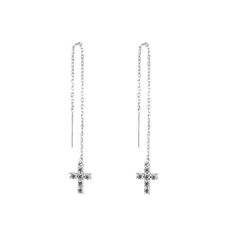 SoulSisters Ohrringe Ohrringe Durchzieher mit Kreuz-Anhänger aus 925 Sterling Silber mit Zirkonia