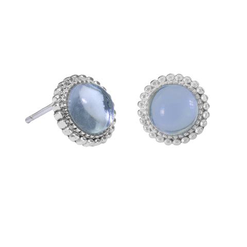 Ohrringe Glassteine Ohrstecker aus 925 Sterling Silber in Hellblau