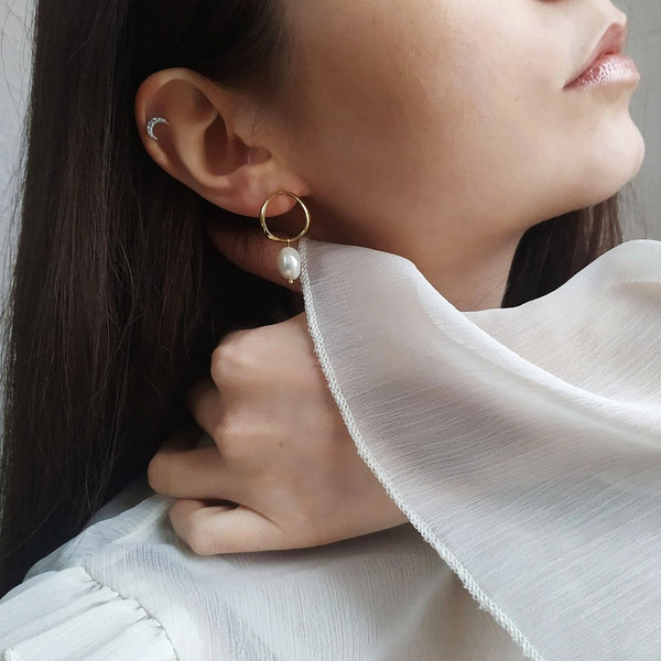 SoulSisters Ohrringe Ohrringe mit Süßwasserzuchtperlen Anhänger aus 925 Sterling Silber vergoldet