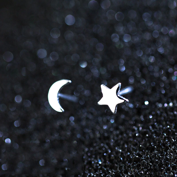 Ohrringe Mond & Stern Ohrstecker aus 925 Sterling Silber