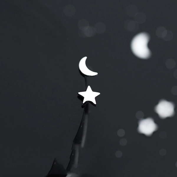 Ohrringe Mond & Stern Ohrstecker aus 925 Sterling Silber