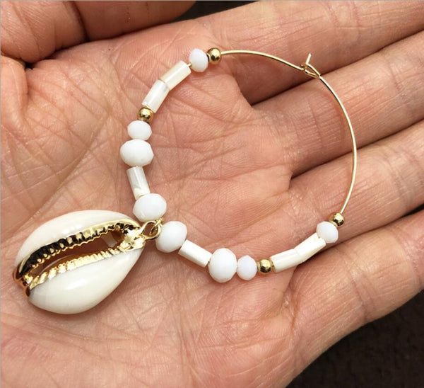Statement Ohrhänger Boho mit Kauri Muscheln
