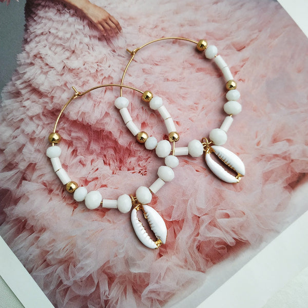 Statement Ohrhänger Boho mit Kauri Muscheln