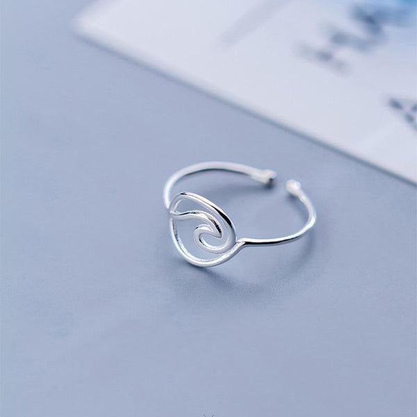 Ring filigran Wanderlust mit Welle aus 925 Sterling Silber, verstellbar