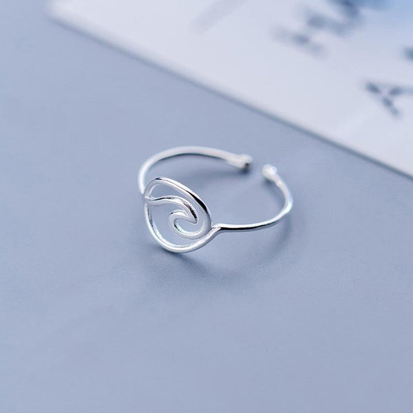 Ring filigran Wanderlust mit Welle aus 925 Sterling Silber, verstellbar