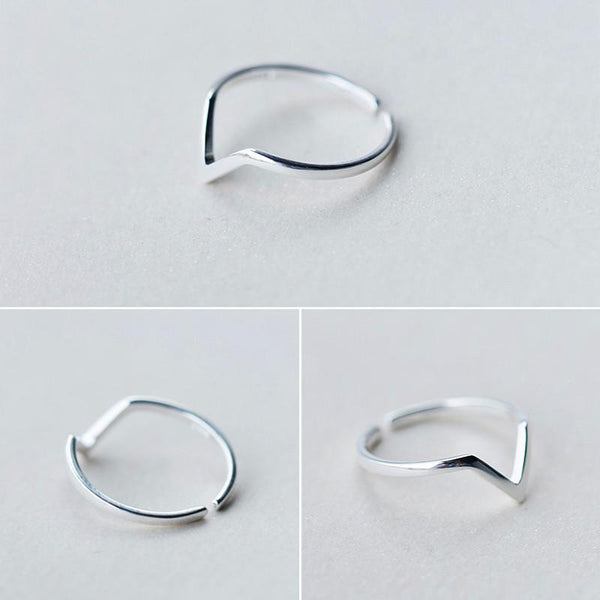Ring in V-Form aus 925 Sterling Silber, verstellbar