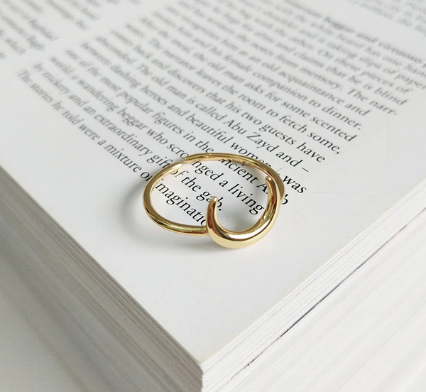 Ring Mond Sichel aus 925 Sterling Silber vergoldet, verstellbar