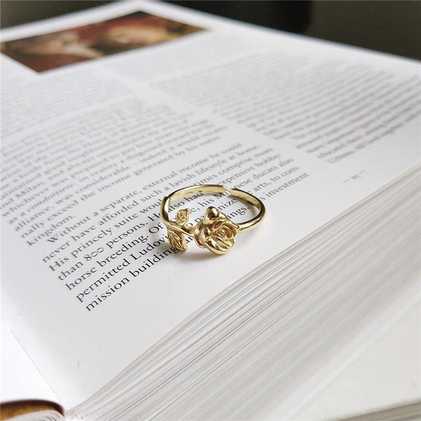Ring Vintage Rose aus 925 Sterling Silber vergoldet, größenverstellbar