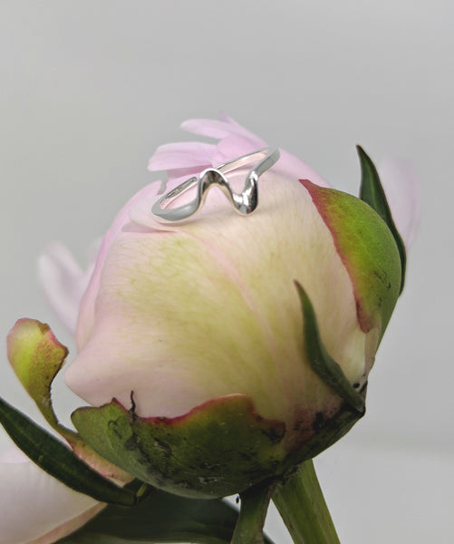 Ring Welle aus 925 Sterling Silber, verstellbar