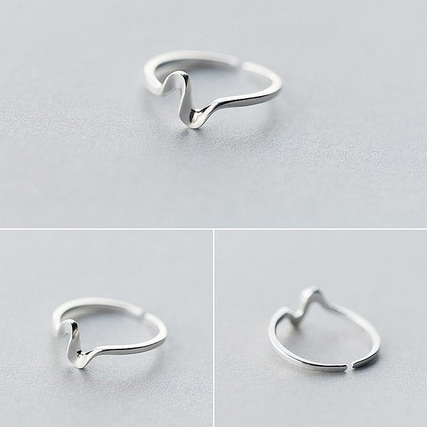 Ring Welle aus 925 Sterling Silber, verstellbar