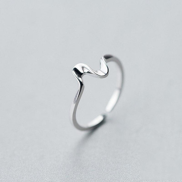 Ring Welle aus 925 Sterling Silber, verstellbar
