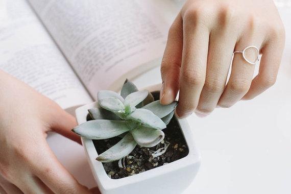 Rose Geo Midi Ring im modischem Kreis Design, Größe: 53