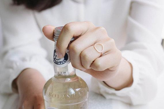 Rose Geo Midi Ring im modischem Kreis Design, Größe: 53